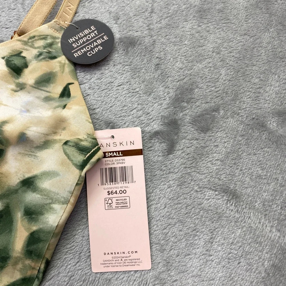 Danskin Sports Bra‎ Floral Print Small Removable Cups Activewear Top NWT